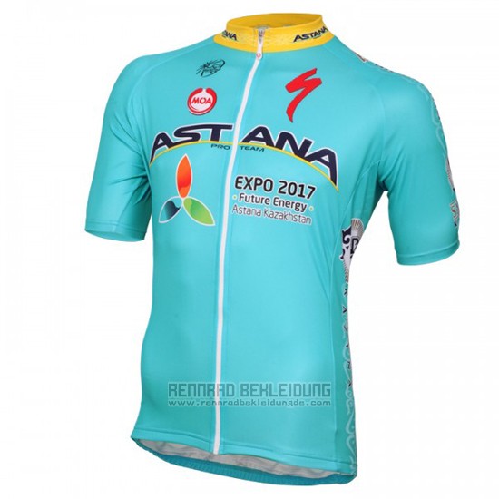 2016 Fahrradbekleidung Astana Hellblau Trikot Kurzarm und Tragerhose - zum Schließen ins Bild klicken